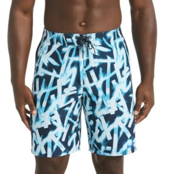 Nike Glow Diverge 9" Board Shorts Swim Trunks, Blues, Size Large - Picture 1 of 13